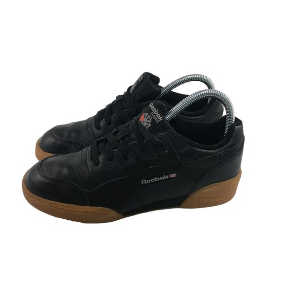 REEBOK CLASSIC WORKOUT BLACK LEATHER GUM SOLE SHOE MENS SIZE 5 - Picture 5 of 8